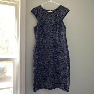 Ann Taylor Women's Blue White Knee Length Dress Size 10